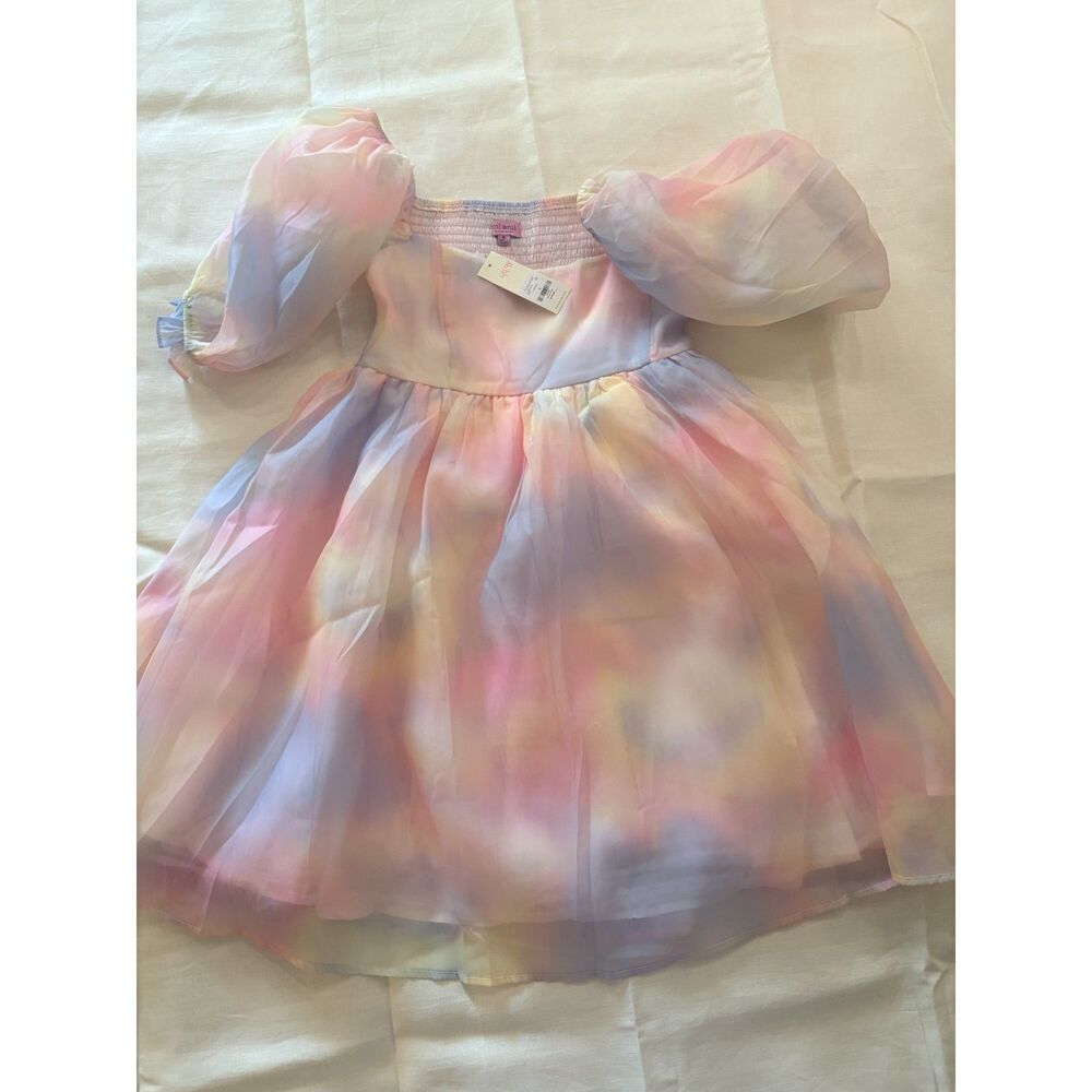 New Rainbow cloud mini dress Puff Sleeve Fairycore Dress
